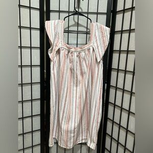 Copper Key White and Dusty Rose Striped Sleeveless VINTAGE Dress  JUNIOR SIZE XL